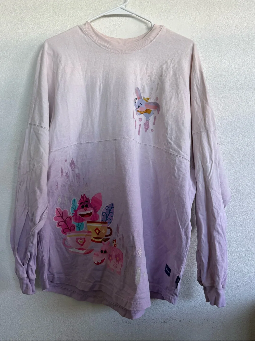 Disney Kids Long Sleeve Tee in Light Purple and Pink with Tea Party Characters